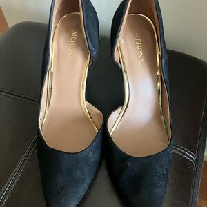 Merona Black Suede D'Orsay Heels Size 6.5